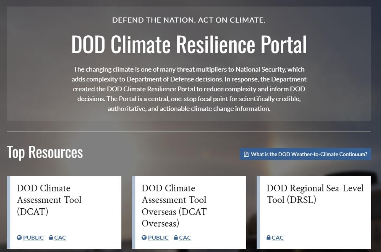 The former climate resilience portal which has now been shut down.